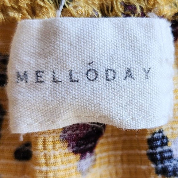 MELLODAY Gold/Black Peasant Blouse Size Small - Picture 9 of 16